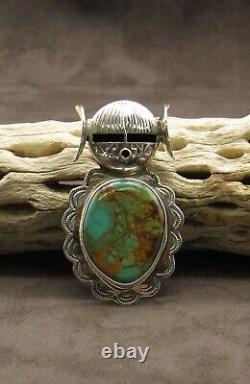 Sterling Silver Green Turquoise Native American Maiden Pin Pendant