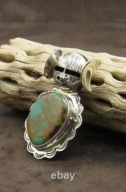 Sterling Silver Green Turquoise Native American Maiden Pin Pendant