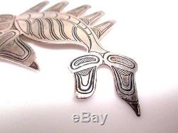 Sterling Silver Handmade American Indian Northwest COAST FISH Pin SIGNED