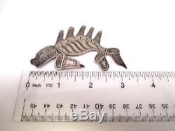 Sterling Silver Handmade American Indian Northwest COAST FISH Pin SIGNED