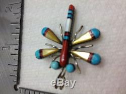 Sterling Silver Inlaid Dragon fly Navajo HS signed detailed