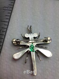 Sterling Silver Inlaid Dragon fly Navajo HS signed detailed