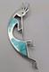 Sterling Silver Kokopelli Turquoise Inlay Native American Pin Teme Signed Brooch
