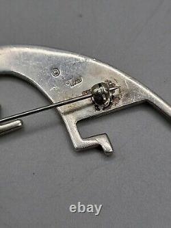 Sterling Silver Kokopelli Turquoise Inlay Native American Pin Teme Signed Brooch