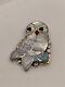 Sterling Silver Mother Of Pearl Turquoise Zuni Ann Sheyka Wise Owl Brooch Pin