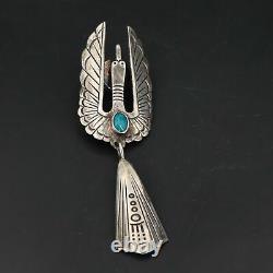 Sterling Silver NAVAJO JUAN T. SINGER Turquoise Thunderbird Brooch Pin 10.5g