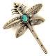 Sterling Silver Navajo Turquoise Handmade Stamped Dragonfly Old Pawn Brooch Pin