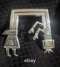 Sterling Silver NAVAJO YEI KACHINA Pin Brooch Signed FJ Native American