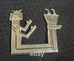 Sterling Silver NAVAJO YEI KACHINA Pin Brooch Signed FJ Native American