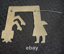 Sterling Silver NAVAJO YEI KACHINA Pin Brooch Signed FJ Native American