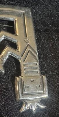 Sterling Silver NAVAJO YEI KACHINA Pin Brooch Signed FJ Native American