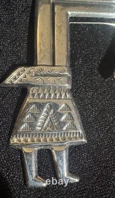Sterling Silver NAVAJO YEI KACHINA Pin Brooch Signed FJ Native American