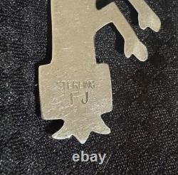 Sterling Silver NAVAJO YEI KACHINA Pin Brooch Signed FJ Native American