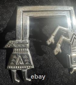 Sterling Silver NAVAJO YEI KACHINA Pin Brooch Signed FJ Native American