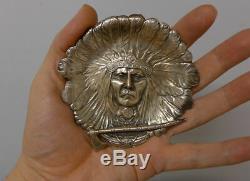 Sterling Silver Native American Indian Chief Ashtray Pin Tray