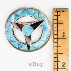 Sterling Silver Native American Jewelry Zuni Turquoise Brooch Pin