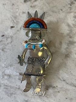 Sterling Silver Native American Pendant Brooch 925 Turquoise Pin Carolyn Pollack