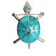Sterling Silver Native American Turquoise Inlay Turtle Brooch Pin M665