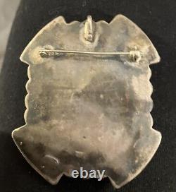 Sterling Silver Native American Zuni Knifewing Inlay Pin Pendant Massive Vintage