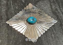 Sterling Silver Navajo Marco Begaye Turquoise Brooch, Signed MB