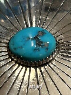 Sterling Silver Navajo Marco Begaye Turquoise Brooch, Signed MB