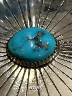 Sterling Silver Navajo Marco Begaye Turquoise Brooch, Signed MB