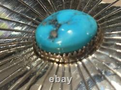 Sterling Silver Navajo Marco Begaye Turquoise Brooch, Signed MB