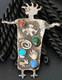 Sterling Silver Navajo Signed Timm Lewis Petroglyph Art Pin Withpendant Hoop &