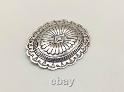 Sterling Silver Pin Stamped Concho Marcella James Navajo Native American