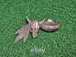 Sterling Silver S. T. C. Pueblo Pottery / Bison Skull Native American Brooch Pin