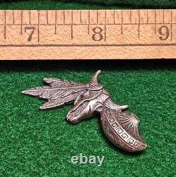 Sterling Silver S. T. C. Pueblo Pottery / Bison Skull Native American Brooch Pin