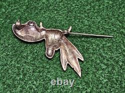 Sterling Silver S. T. C. Pueblo Pottery / Bison Skull Native American Brooch Pin