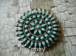 Sterling Silver Southwest Petit Point Turquoise Zuni Brooch or Pendant 761906