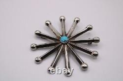 Sterling Silver Starburst Turquoise Pin