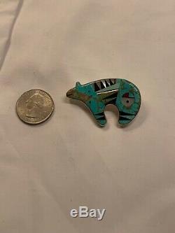 Sterling Silver Turquoise Bear Pin