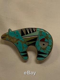 Sterling Silver Turquoise Bear Pin