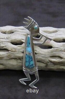 Sterling Silver Turquoise Kokopelli Pin and Pendant