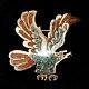 Sterling Silver, Turquoise & Red Coral Chip Inlay Eagle Pin By Tommy Singer