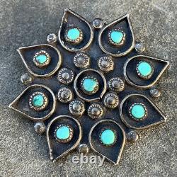 Sterling Silver Turquoise Stone Vintage Brooch Pin Jewelry Native American