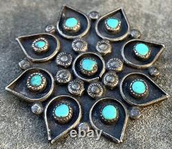 Sterling Silver Turquoise Stone Vintage Brooch Pin Jewelry Native American