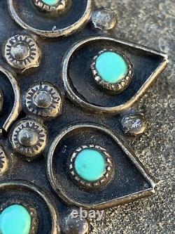 Sterling Silver Turquoise Stone Vintage Brooch Pin Jewelry Native American