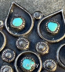 Sterling Silver Turquoise Stone Vintage Brooch Pin Jewelry Native American