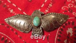 Sterling Silver Turquoise Vintage Thunderbird Pin