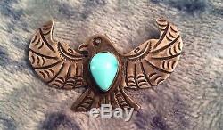 Sterling Silver Turquoise Vintage Thunderbird Pin