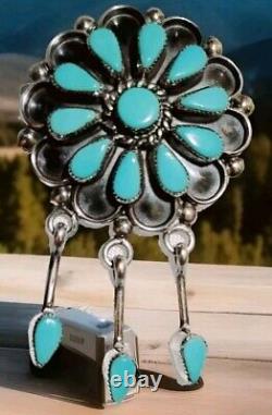 Sterling Silver Turquoise Zuni Flower PendantPENDANT/PIN Turquoise Zuni Flower