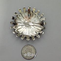 Sterling Silver Zuni Handmade Inlay Multi-Stone Round Sun Face Pin & Pendant