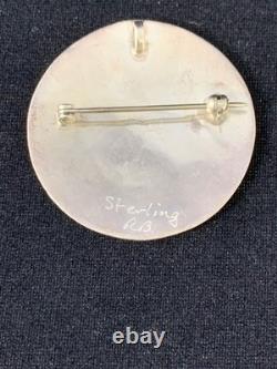 Sterling Silver Zuni Multi Stone Inlay Bird Pin Pendant signed RB (G002)