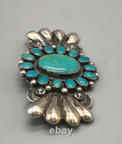 Sterling Silver and Turquoise Brooch by Mike Platero