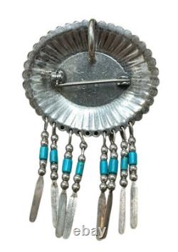 Sterling Silver and Turquoise Pendant Pin
