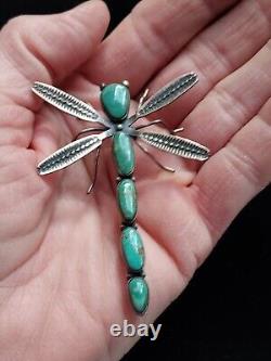 Sterling/Turquoise Dragonfly Pin Herbert Ration Navajo
